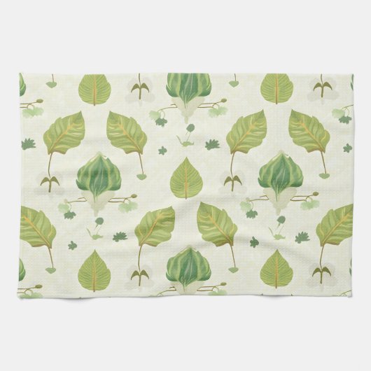 緑葉 キッチンタオル (横)