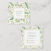 緑葉 | トレンディー水の色パターン スクエア名刺 (正面/裏面)