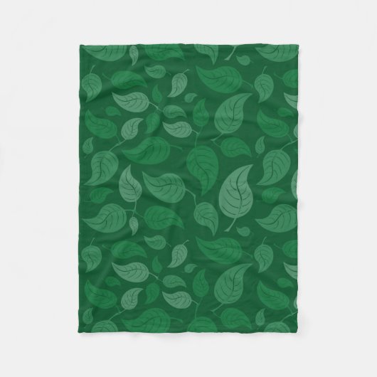 緑葉 フリースブランケット (正面)