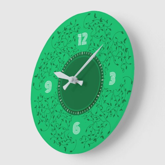 緑葉 ラージ壁時計 (傾斜)