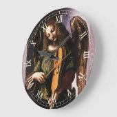 緑衣のヴィエラを弾く天使 ラージ壁時計 (傾斜)
