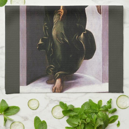 『緑衣のヴィエールを持つ天使』（みどりころものヴィエールをもつてんし、伊: Angelo verde キッチンタオル (折り畳み)