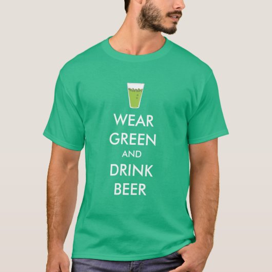 緑衣服および飲み物ビールカスタマイズ可能なパイント Tシャツ (正面)