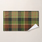 緑褐色とベージュ色のプレイドバスタオルセット バスタオルセット (ハンドタオル)