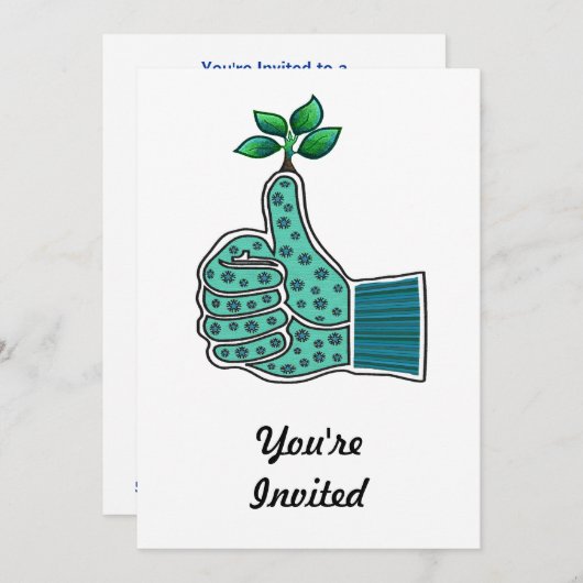 緑親指の園芸手袋 招待状 (正面/裏面)