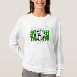 緑誇りを持った文字付きサッカーママ Tシャツ