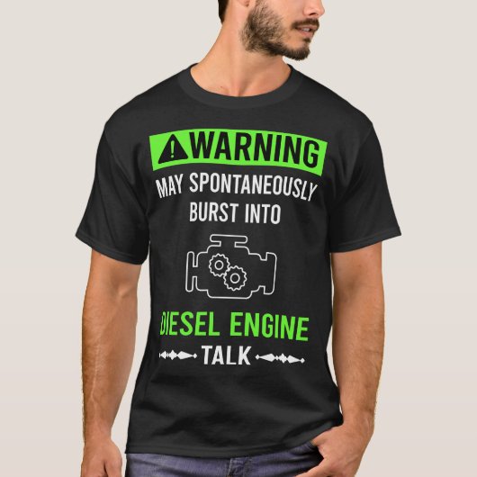 緑警告ディーゼルエンジン Tシャツ (正面)