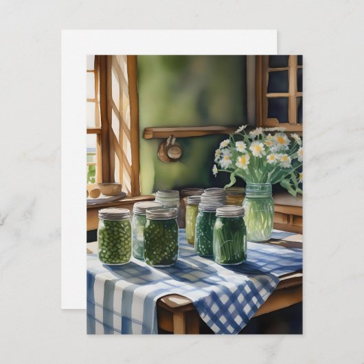 緑豆A付き水彩農場キッチンテーブル シーズンカード (正面/裏面)