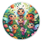 緑豊お洒落かな庭の虫の子供 セラミックノブ (正面)