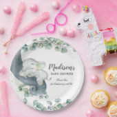 緑豊かでかわいい象のベ男女兼用ビーシャワー ペーパープレート (パーティー)