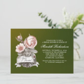 緑豊かでエレガントなヴィンテージスタイルのウェディングシャワー招待状 招待状 (スタンド正面)