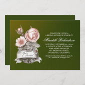 緑豊かでエレガントなヴィンテージスタイルのウェディングシャワー招待状 招待状 (正面/裏面)