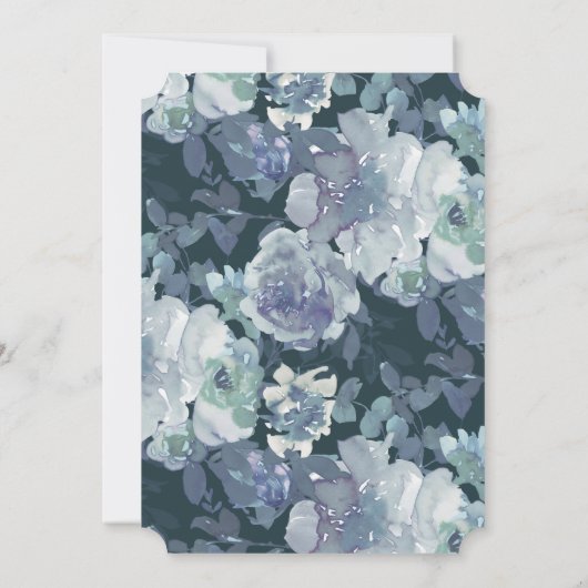 緑豊かでムーディーな牡丹結婚ブーケ 招待状 (裏面)