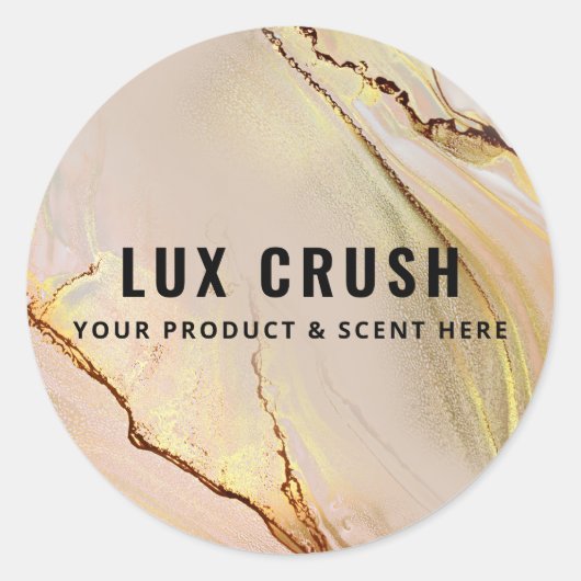 緑豊かなアルコールインクピンクおよび金ゴールド製品ラベル ラウンドシール (正面)