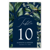 緑豊かなアーチネイビーパーソナライズされたズ結婚 テーブルナンバー (裏面)