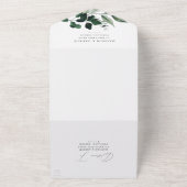 緑豊かなアーチネイビー結婚ズ オールインワン招待状 (外側)