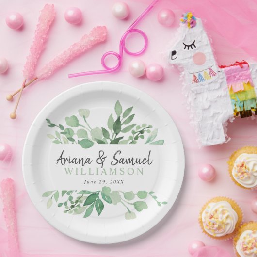 緑豊かなウェディングレセプションプレート ペーパープレート (パーティー)