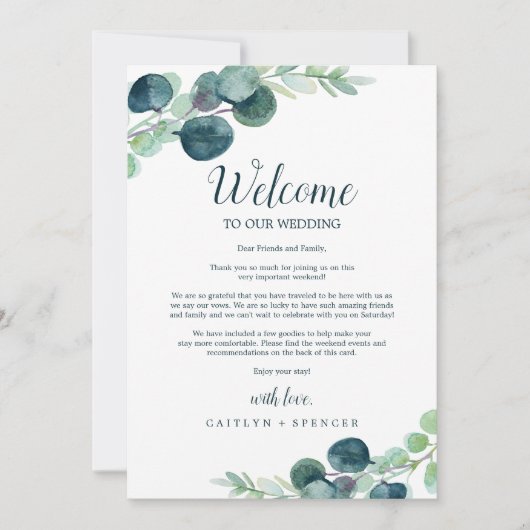 緑豊かなウェルカムレター&旅程 (正面)