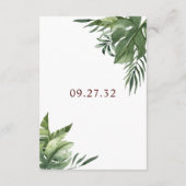 緑豊かなエキゾチックなパーム葉 エンクロージャーカード (裏面)