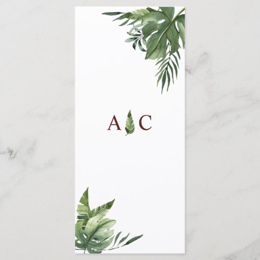 緑豊かなエキゾチックなパーム葉 メニュー (裏面)