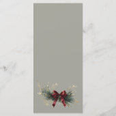 緑豊かなエバーグリーンレッドリボンミニマリストクリスマス メニュー (裏面)