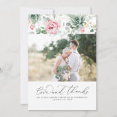 緑豊かなエレガントピンク結婚色ありがとう サンキューカード (正面)