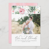 緑豊かなエレガントピンク結婚色ありがとう サンキューカード (正面/裏面)