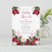 緑豊かなエレガントマゼンタフローラガールベビーシャワー 招待状 (スタンド正面)