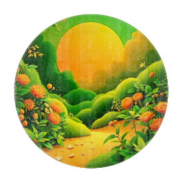 緑豊かなオレンジガーデンアート カッティングボード