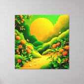 緑豊かなオレンジガーデンアート キャンバスプリント (正面)