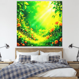 緑豊かなガーデンサンライトシーン キャンバスプリント