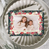 緑豊かなクラシックフローラクリスマスボタニカルうろこ シーズンカード