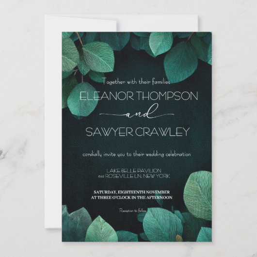 緑豊かなグリーン庭園の結婚式招待状 招待状 (正面)