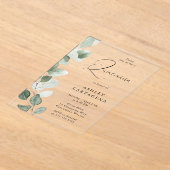 緑豊かなグリーン離れモダンキンセアニェラ アクリル招待状 (レイダウン)