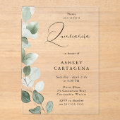 緑豊かなグリーン離れモダンキンセアニェラ アクリル招待状 (正面)