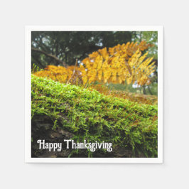 緑豊かなコケの木の幹 – カスタムThanksgiving スタンダードカクテルナプキン