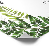 緑豊かなシダ熱帯植物結婚の歓迎サイン ポスター (角)