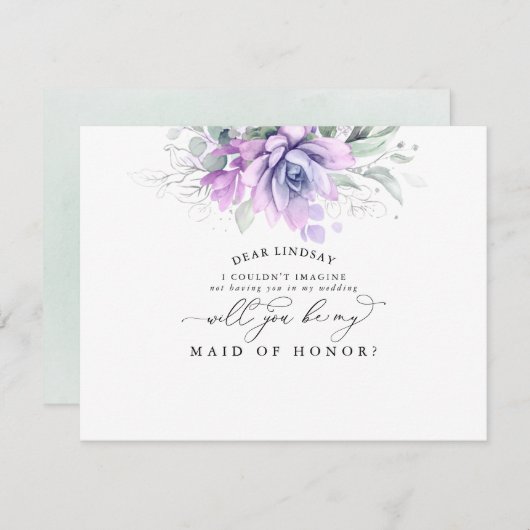 緑豊かなシルバーの花嫁の提案 招待状 (正面/裏面)