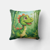 緑豊かなジャングルで愛らしい漫画の恐竜 クッション (裏面)