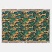 緑豊かなジャングルのキリン柄 スローブランケット (正面)