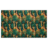 緑豊かなジャングルのキリン柄 ファブリック (ファットクウォーター)