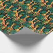 緑豊かなジャングルのキリン柄 ラッピングペーパー (角)