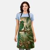 緑豊かなジャングルの熱帯鳥2 エプロン (着用した状態)