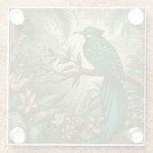 緑豊かなジャングルの熱帯鳥2 ガラスコースター (裏面)