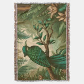 緑豊かなジャングルの熱帯鳥2 スローブランケット (正面縦)