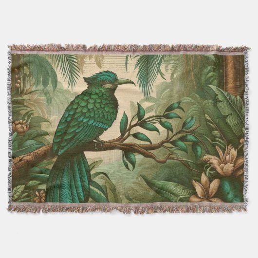 緑豊かなジャングルの熱帯鳥2 スローブランケット (正面)