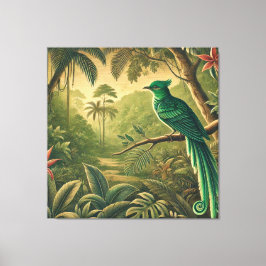 緑豊かなジャングルの熱帯鳥 キャンバスプリント
