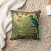 緑豊かなジャングルの熱帯鳥 クッション (ブランケット)