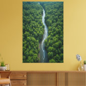 緑豊かなジャングルを流れるワインディング川 キャンバスプリント (インサイチュ (リビング))