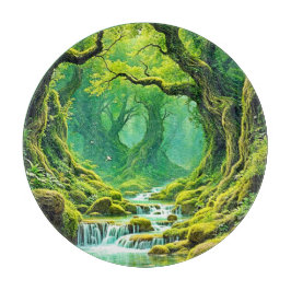 緑豊かなジャングルウォーターフォールブリス カッティングボード